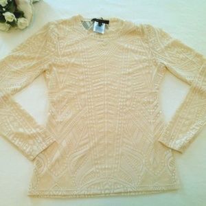 NWT BCBGMaxazria Battenburg Lace Pattern Top